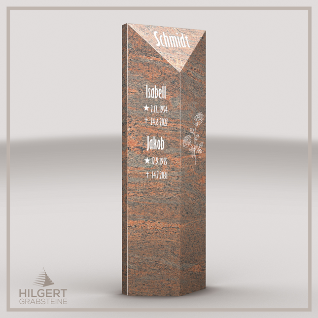 HO-LI-B077 | Hilgert Grabsteine | Stehender Grabstein aus Granit | auch als Urnengrabstein