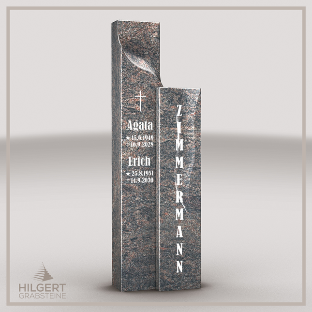 HO-LI-C043 | Hilgert Grabsteine | Stehender Grabstein aus Granit | auch als Urnengrabstein